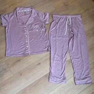 Born Mauve Pajama Set with White Trim Medium